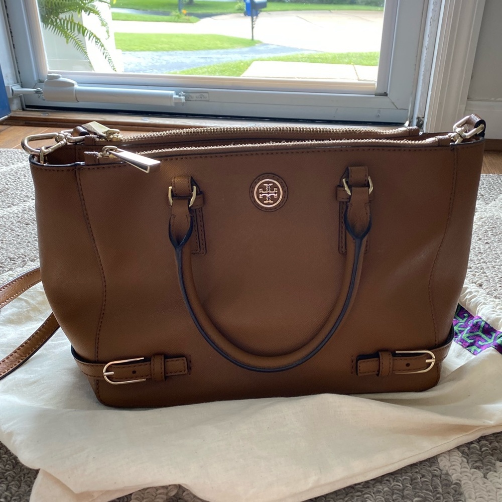 Tory Burch Brown Leather Tote Crossbody